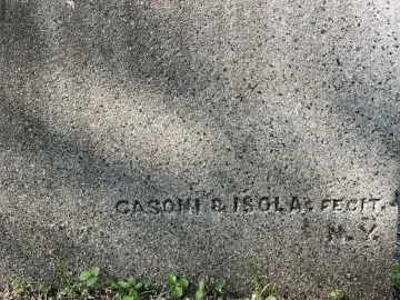 Carved inscription on the granite base of the Seventh Regiment Memorial reading \