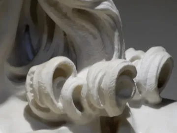 Close-up of the marble curls on Bernini\'s Bust of the Saviour.