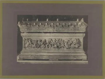 The Alexander Sarcophagus, a carved stone sarcophagus with a battle scene in relief.