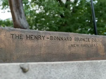 Foundry mark on the base of the Ambrose Burnside Monument reading \