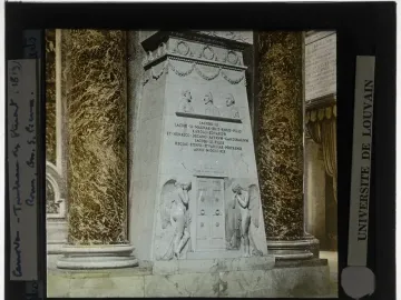 Monument to the Royal Stuarts, a large marble funerary monument with three busts, an inscription panel, and winged figures at the base.