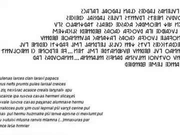 Inscription from the Sarcophagus of Laris Pulenas shown as mirrored text above and standard Latin script below on a white background.