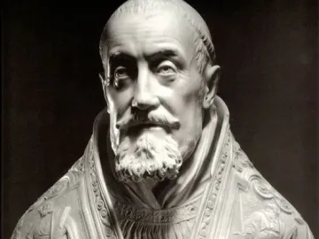 Marble bust of Pope Gregory XV with a bearded face and ornate clerical robes.