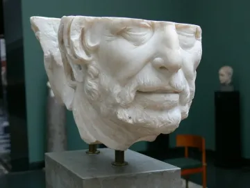 Pseudo-Seneca marble bust of a bearded man with a serious expression