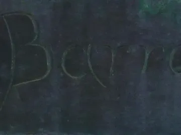 Close-up of Eduardo Barrón’s signature on the Monument to Columbus.