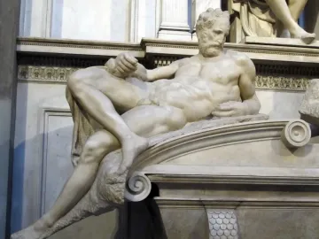 Evening, a reclining marble male figure from the Tomb of Lorenzo de\' Medici.