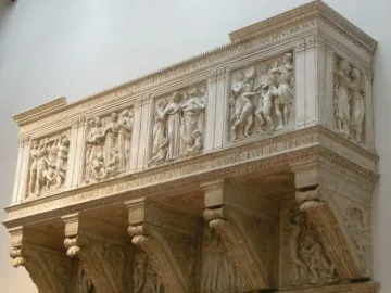 Cantoria marble relief panels showing children singing and playing instruments
