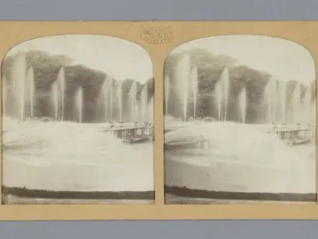 Neptune Fountain at Versailles with tall water jets rising from the basin