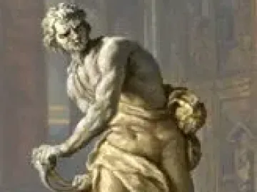 Bernini\'s David, a muscular marble statue in a twisting pose with a sling held ready in his hand.