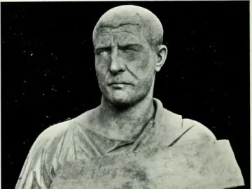 Marble bust of Philip the Arab with short textured hair and a closely cropped beard.