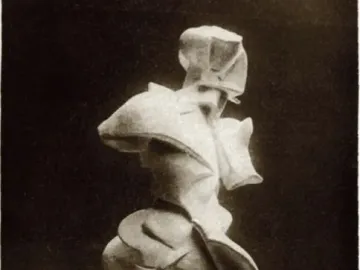 Unique Forms of Continuity in Space sculpture showing a stylized human figure striding forward in sweeping, continuous forms.