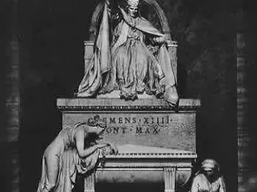 Tomb of Pope Clement XIV, a grand marble funerary monument with a crowned figure at the top and two mourning figures below.