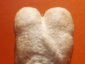 Ain Sakhri Lovers stone figurine with two rounded forms on top and a tapering, intertwined lower section.