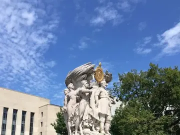 George Gordon Meade Memorial with a central figure, allegorical figures, and a gold medallion above the inscription \