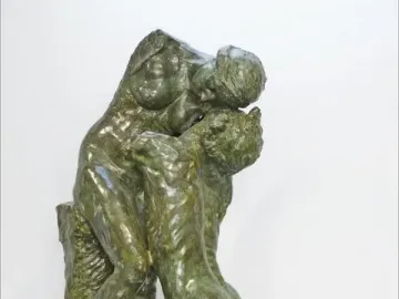 Sakuntala bronze sculpture of two nude figures in an intimate embrace