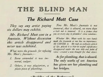 Printed page from The Blind Man featuring the article The Richard Mutt Case in multiple text columns.