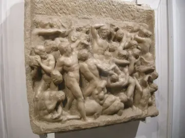 Battle of the Centaurs relief showing intertwined figures in a chaotic struggle