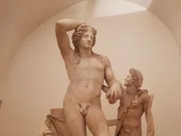 Ludovisi Dionysus with a satyr and a crouching panther holding grapes