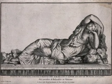 Sleeping Ariadne reclining on her side with draped clothing and one arm raised above her head.