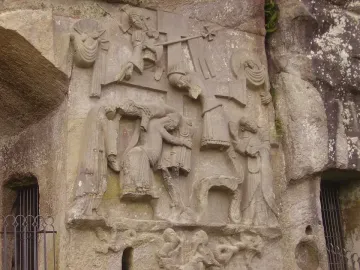 Externsteine Relief depicting the Deposition from the Cross carved in stone