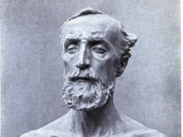 Bust of Jules Dalou by Auguste Rodin, showing a bearded man with short hair and a gaunt chest.
