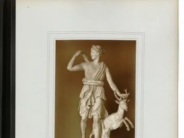Diana of Versailles, a marble statue of a female figure reaching for an arrow beside a deer