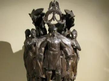 George Gordon Meade Memorial bronze sculpture with a central military figure, surrounding draped figures, and an eagle crest above.