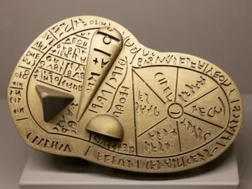 Replica of the Liver of Piacenza, a bronze object covered with engraved sections, symbols, and raised features.