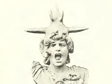 Bellone bust with an open-mouthed expression, wearing a winged helmet and chest armor.