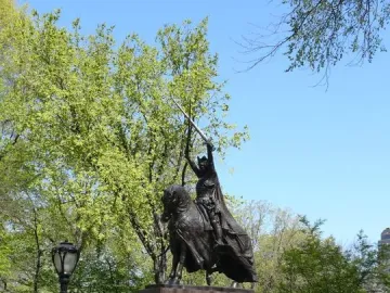 King Jagiello Monument, a bronze equestrian statue on a tall pedestal in Central Park