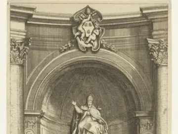 Bernini\'s Tomb of Pope Urban VIII, showing the seated pope above an ornate funerary monument with allegorical figures and a sarcophagus.