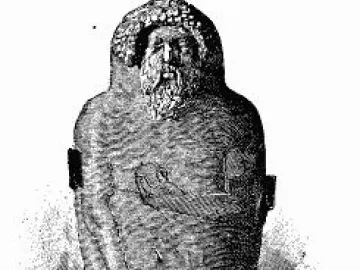 Lady of Cádiz anthropoid sarcophagus with a bearded face and ornate headdress