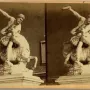 Heracles and Nessus, a white marble sculpture of a muscular man raising a club over a struggling centaur.
