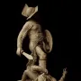 The Gladiators sculpture showing an armored fighter standing over a defeated opponent on the ground.