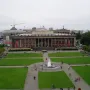The Altes Museum overlooking the Lustgarten in Berlin, with lawns, pathways, and a central fountain.