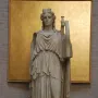 Apollo Barberini marble statue standing in a flowing robe and holding a lyre