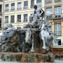 Fontaine Bartholdi fountain with a seated female figure and rearing horses in Lyon