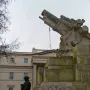 Royal Artillery Memorial with a howitzer on top and a bronze soldier figure at the base.