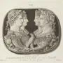 Gemma Claudia cameo with four classical profile portraits, two laurel-wreathed figures and two crowned figures with an eagle and cornucopias below.