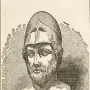 Bust of Pericles wearing a Corinthian helmet pushed back from his face.