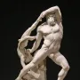 Antonio Canova’s Hercules and Lychas marble sculpture showing Hercules lifting Lychas overhead.