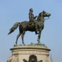 George Henry Thomas Memorial equestrian statue of a bearded man in military uniform on a stone pedestal.