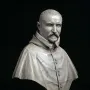 White marble bust of Carlo Antonio del Pozzo with a trimmed beard and mustache, shown on a tiered pedestal.