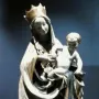 Beautiful Madonna of Wrocław, a crowned woman holding a child with flowing drapery