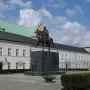 Prince Józef Poniatowski Monument, a bronze equestrian statue of a cloaked rider on a rearing horse atop a tall pedestal.