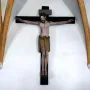 Enghausen Cross wooden crucifix with a pale carved figure of Christ on a black cross