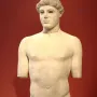 Kritios Boy marble statue of a nude young man with missing forearms and lower legs