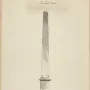 Ink wash drawing of the Obelisk at Slottsbacken with a pointed obelisk on a pedestal and stepped base.