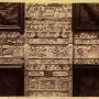 The Brescia Casket, an ivory casket with dense relief carvings arranged in horizontal panels and framed by dark wood.