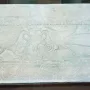 Plutei of Theodota stone relief with two stylized birds facing a chalice topped by a cross